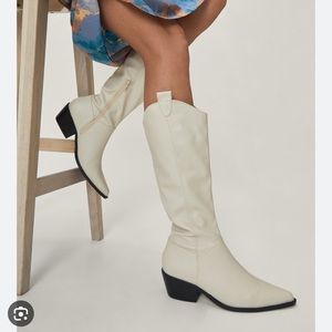 Nasty Gal faux leather knee high cowboy boots